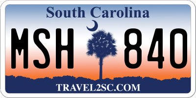 SC license plate MSH840