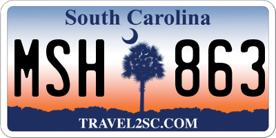 SC license plate MSH863