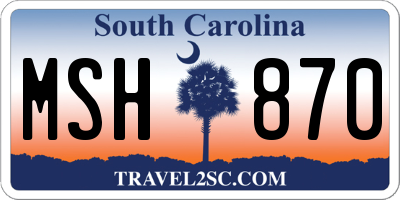 SC license plate MSH870