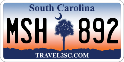 SC license plate MSH892