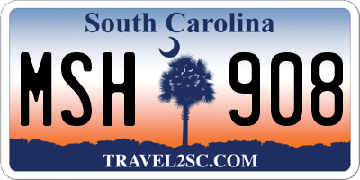 SC license plate MSH908