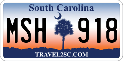 SC license plate MSH918