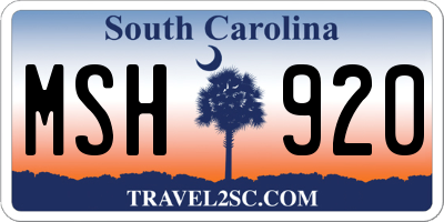 SC license plate MSH920