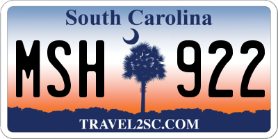 SC license plate MSH922