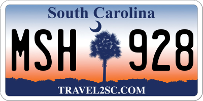SC license plate MSH928