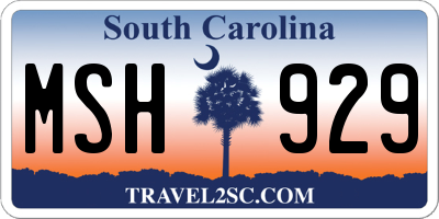 SC license plate MSH929