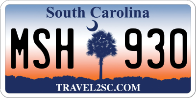 SC license plate MSH930