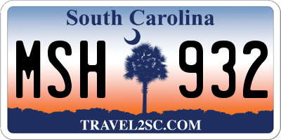 SC license plate MSH932