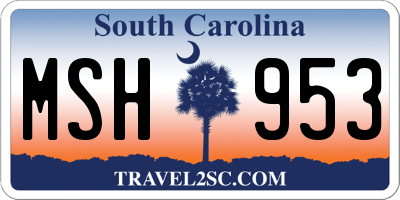 SC license plate MSH953