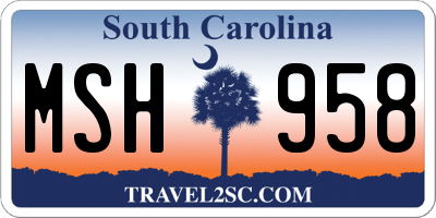 SC license plate MSH958