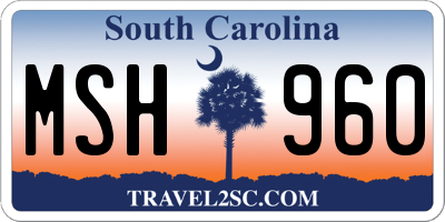 SC license plate MSH960