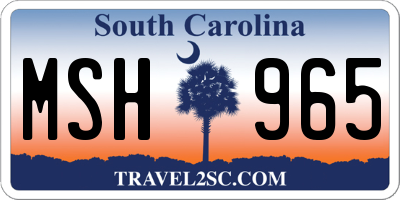 SC license plate MSH965