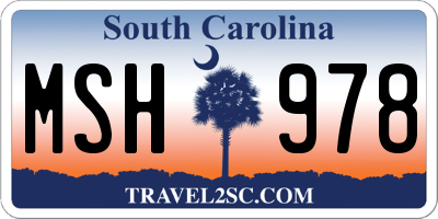 SC license plate MSH978