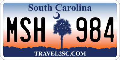 SC license plate MSH984