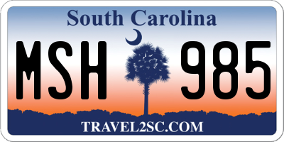 SC license plate MSH985