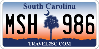 SC license plate MSH986