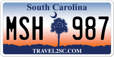 SC license plate MSH987