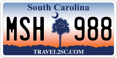 SC license plate MSH988