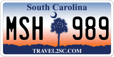 SC license plate MSH989