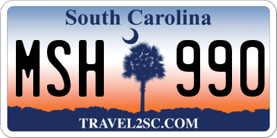 SC license plate MSH990