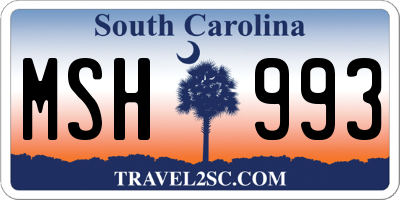 SC license plate MSH993