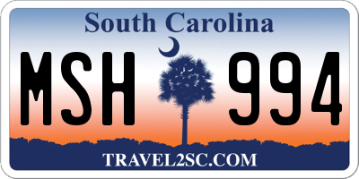 SC license plate MSH994