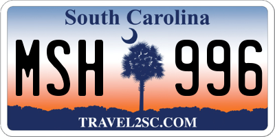 SC license plate MSH996