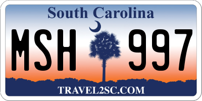 SC license plate MSH997