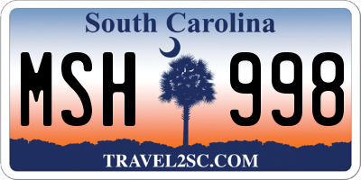 SC license plate MSH998