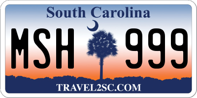 SC license plate MSH999