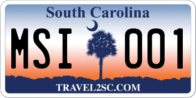 SC license plate MSI001