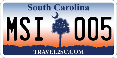 SC license plate MSI005