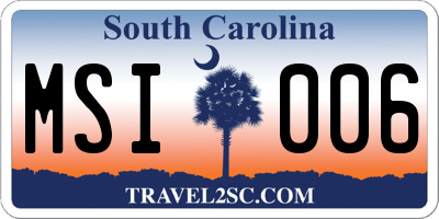 SC license plate MSI006