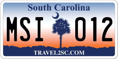 SC license plate MSI012