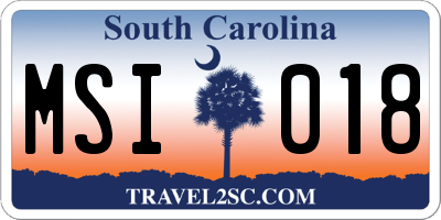 SC license plate MSI018