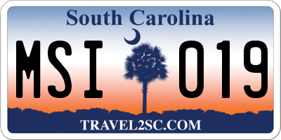 SC license plate MSI019