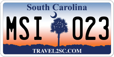 SC license plate MSI023