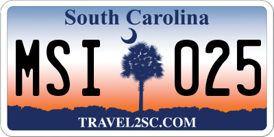 SC license plate MSI025