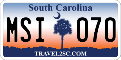 SC license plate MSI070