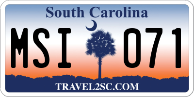 SC license plate MSI071