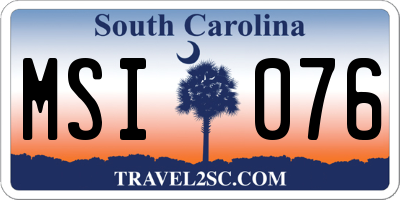 SC license plate MSI076