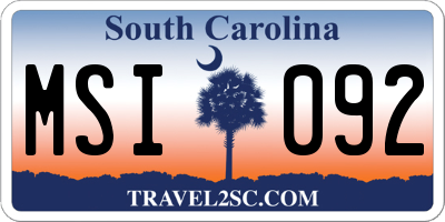 SC license plate MSI092