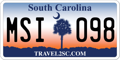 SC license plate MSI098