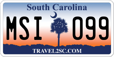 SC license plate MSI099