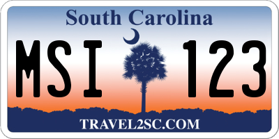 SC license plate MSI123