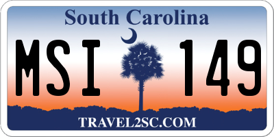 SC license plate MSI149