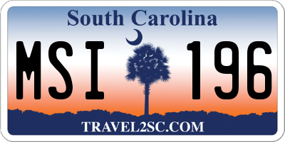 SC license plate MSI196