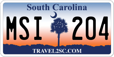 SC license plate MSI204