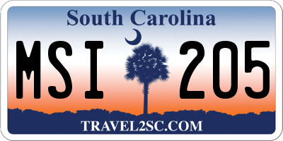 SC license plate MSI205