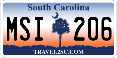 SC license plate MSI206